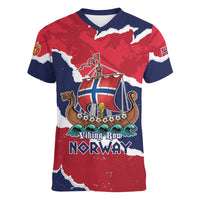 Custom Norway 2026 Soccer Women V-Neck T-Shirt Vikings Keep Rowing