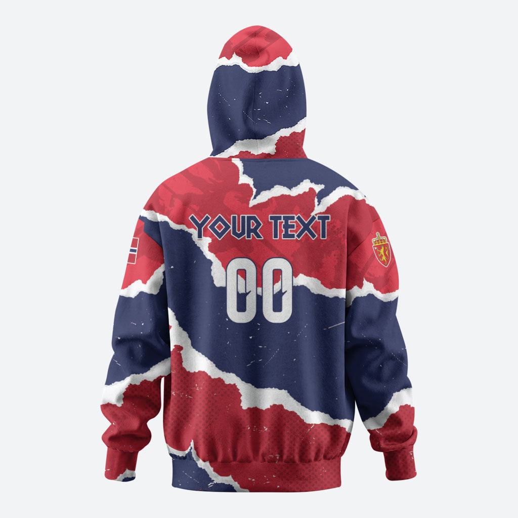 Custom Norway 2026 Soccer Zip Hoodie Vikings Keep Rowing