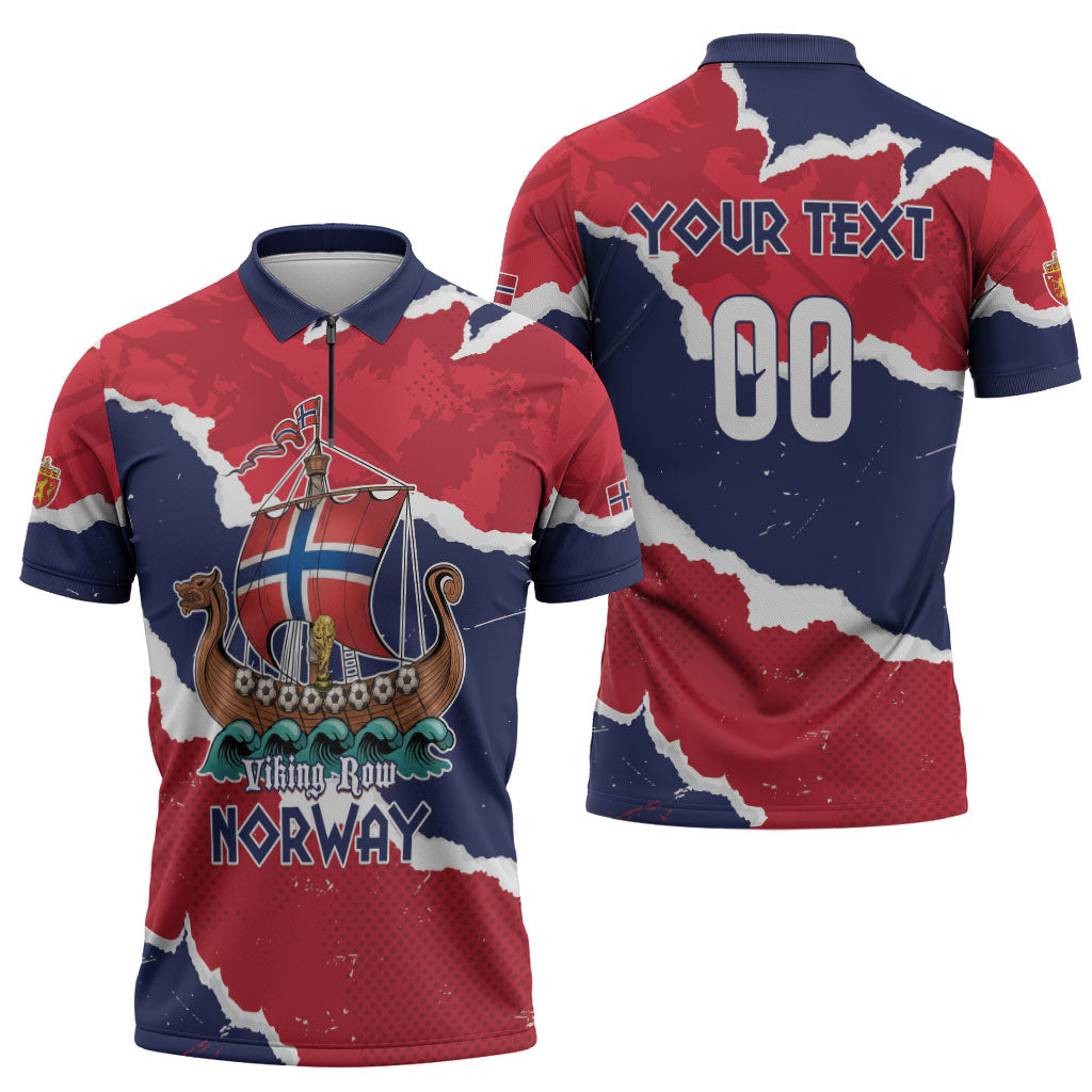 Custom Norway 2026 Soccer Zipper Polo Shirt Vikings Keep Rowing