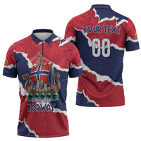 Custom Norway 2026 Soccer Zipper Polo Shirt Vikings Keep Rowing