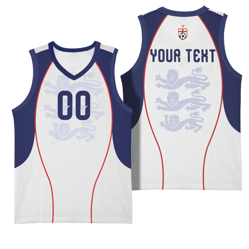 Custom England 2026 World Football Basketball Jersey Come On Three Lions