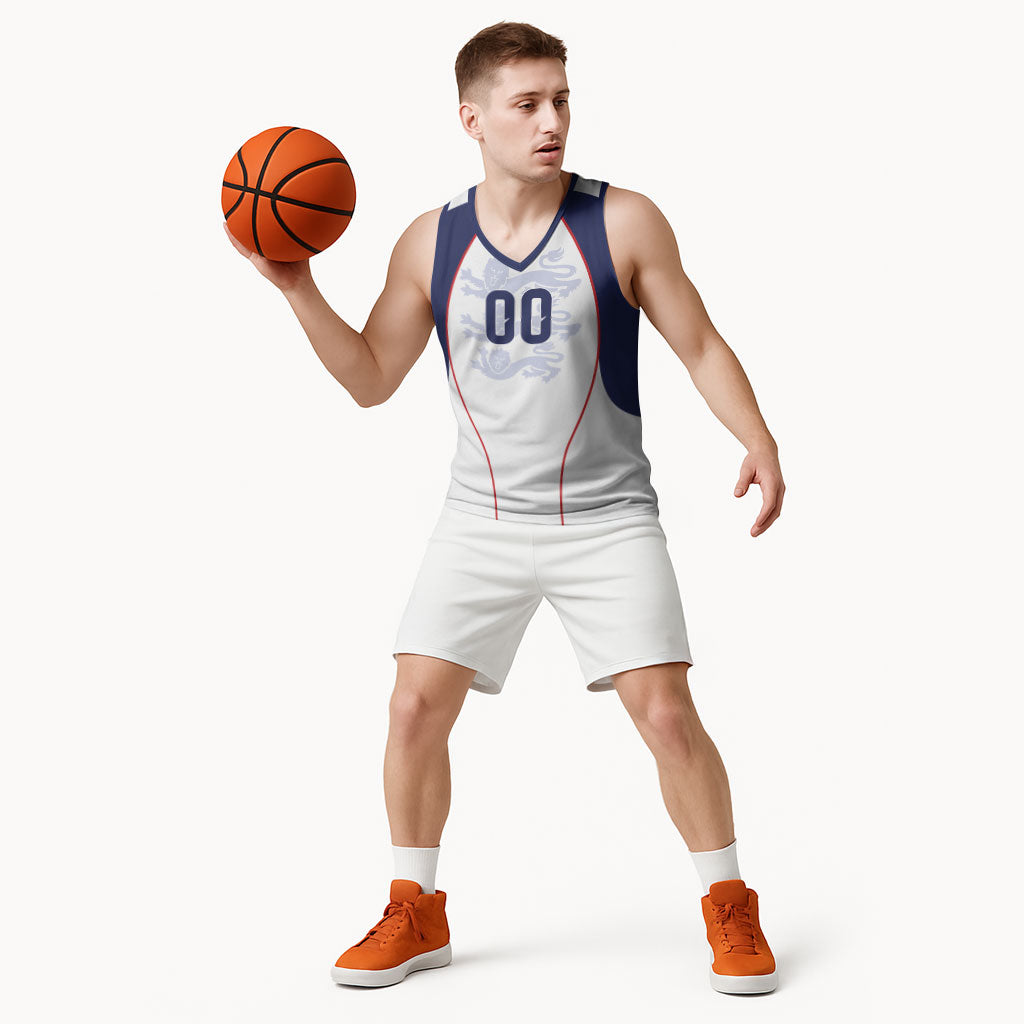Custom England 2026 World Football Basketball Jersey Come On Three Lions