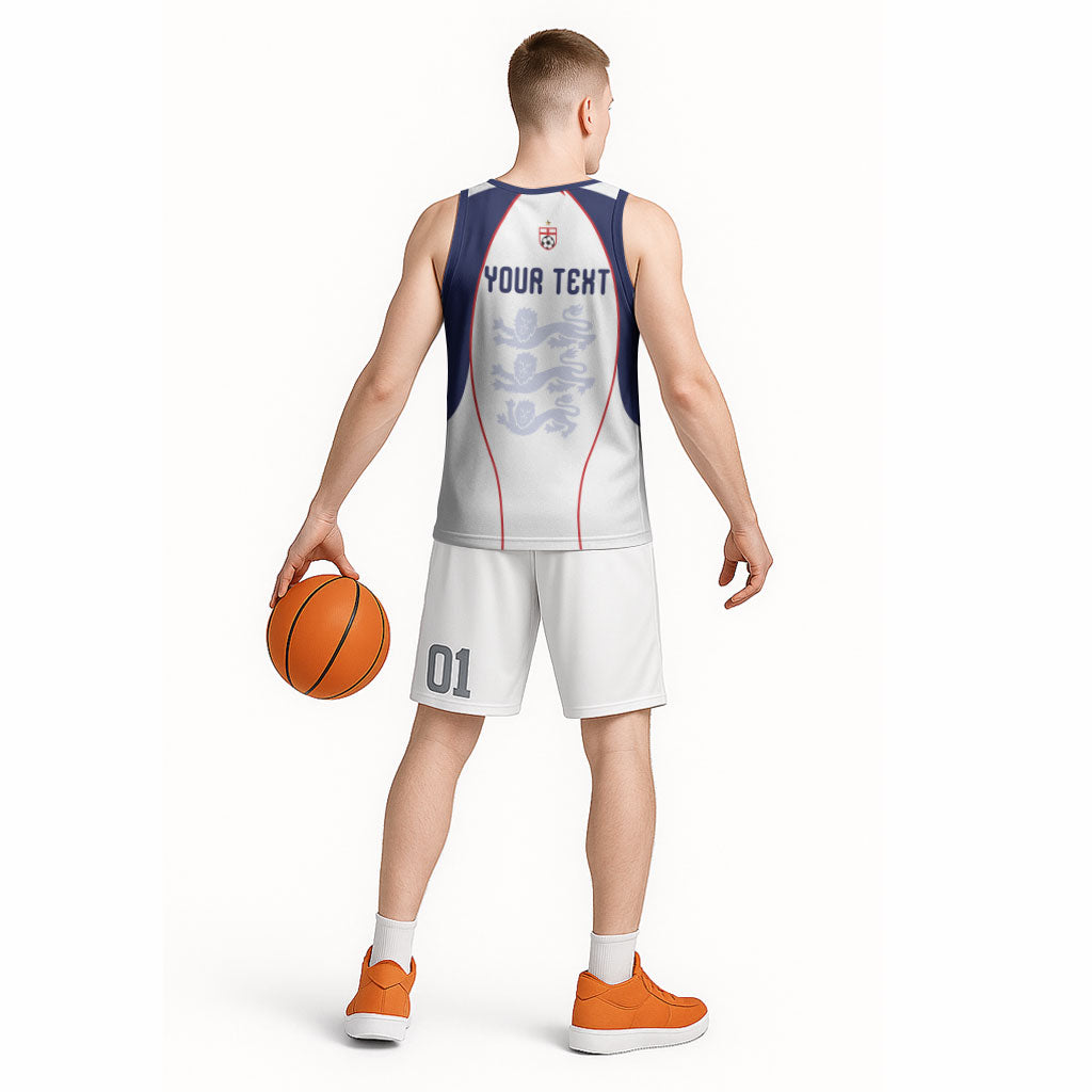 Custom England 2026 World Football Basketball Jersey Come On Three Lions