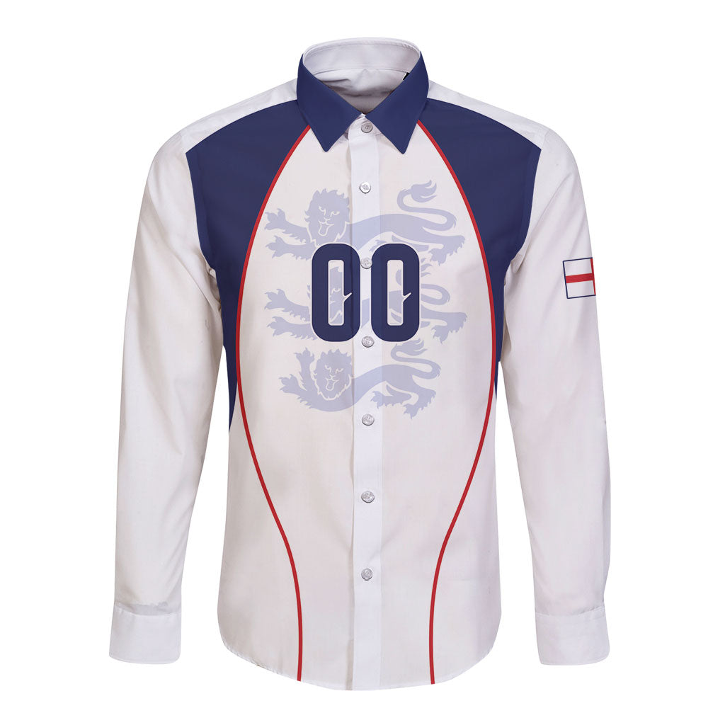 Custom England 2026 World Football Long Sleeve Button Shirt Come On Three Lions