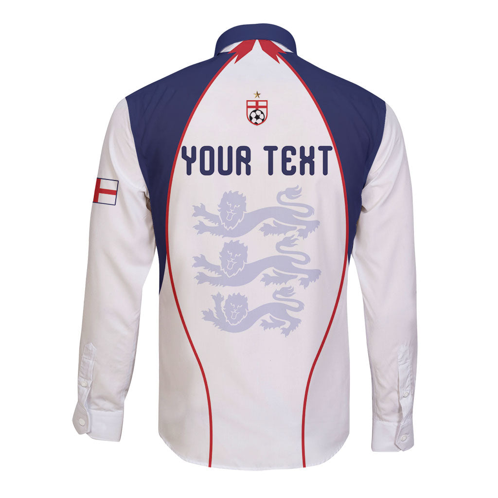 Custom England 2026 World Football Long Sleeve Button Shirt Come On Three Lions