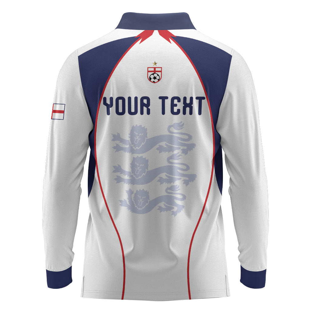 Custom England 2026 World Football Long Sleeve Polo Shirt Come On Three Lions