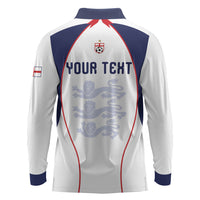Custom England 2026 World Football Long Sleeve Polo Shirt Come On Three Lions