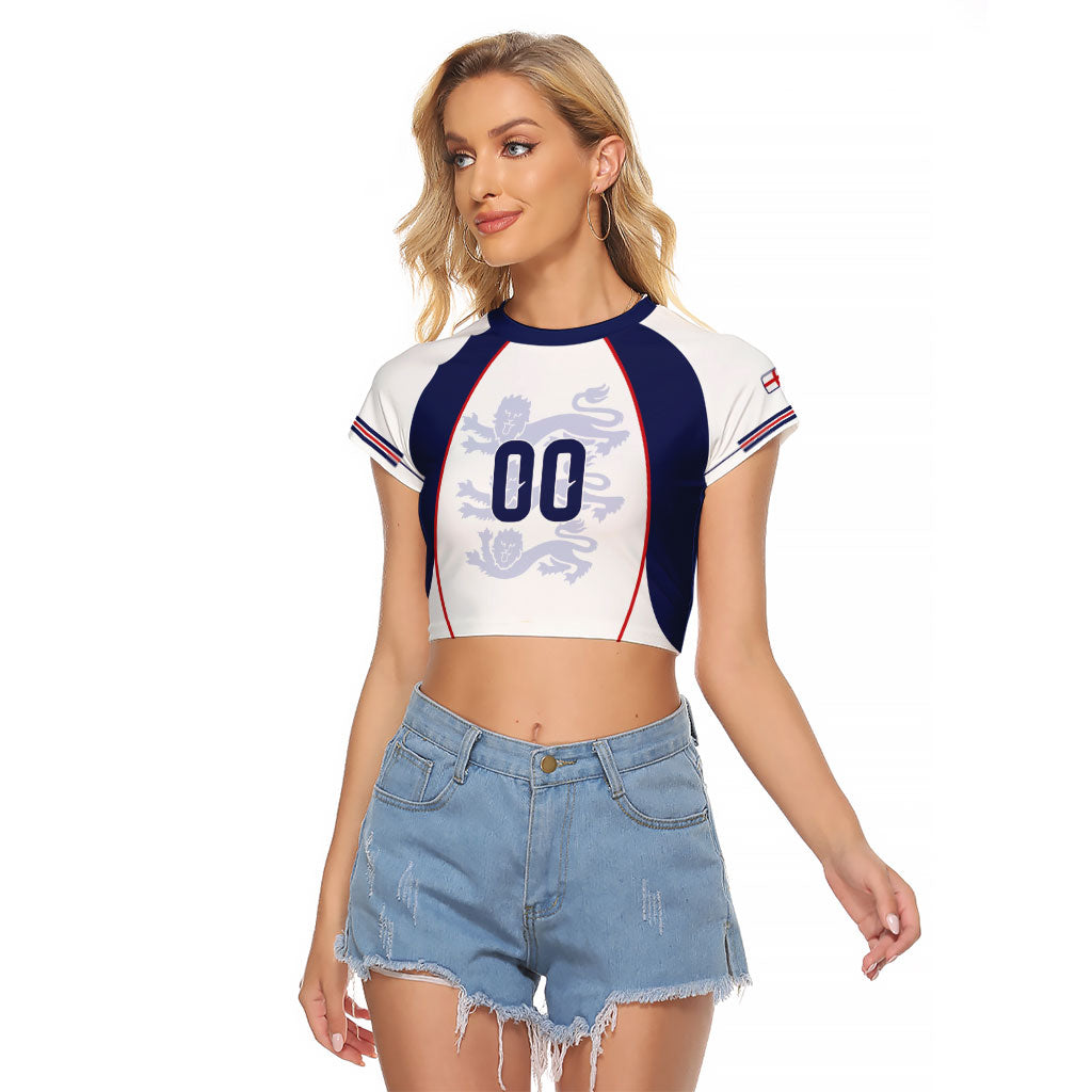 Custom England 2026 World Football Raglan Cropped T Shirt Come On Three Lions