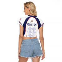 Custom England 2026 World Football Raglan Cropped T Shirt Come On Three Lions