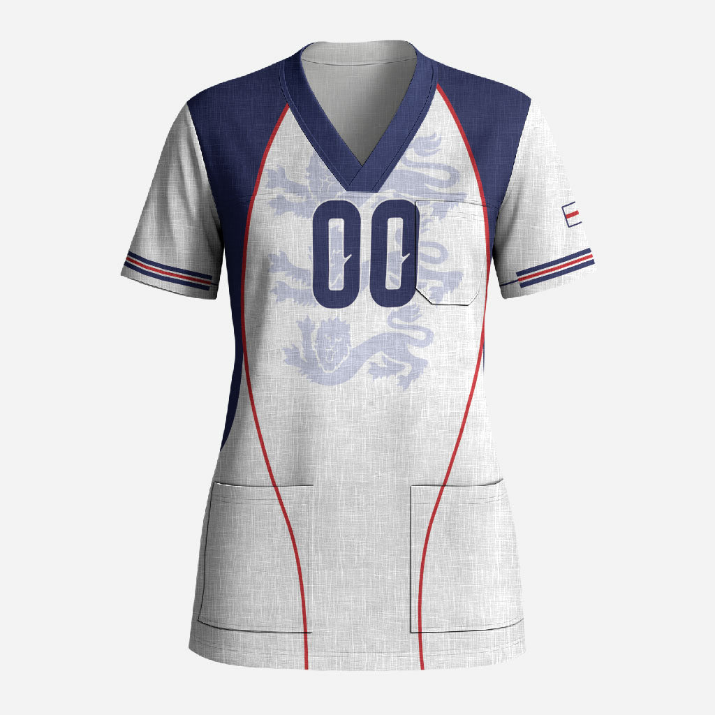 Custom England 2026 World Football Scrub Top Come On Three Lions