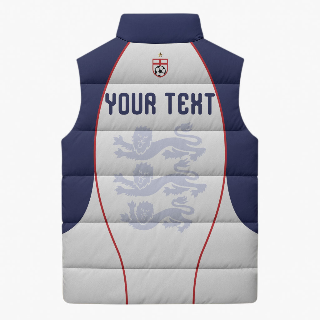Custom England 2026 World Football Sleeveless Puffer Jacket Come On Three Lions