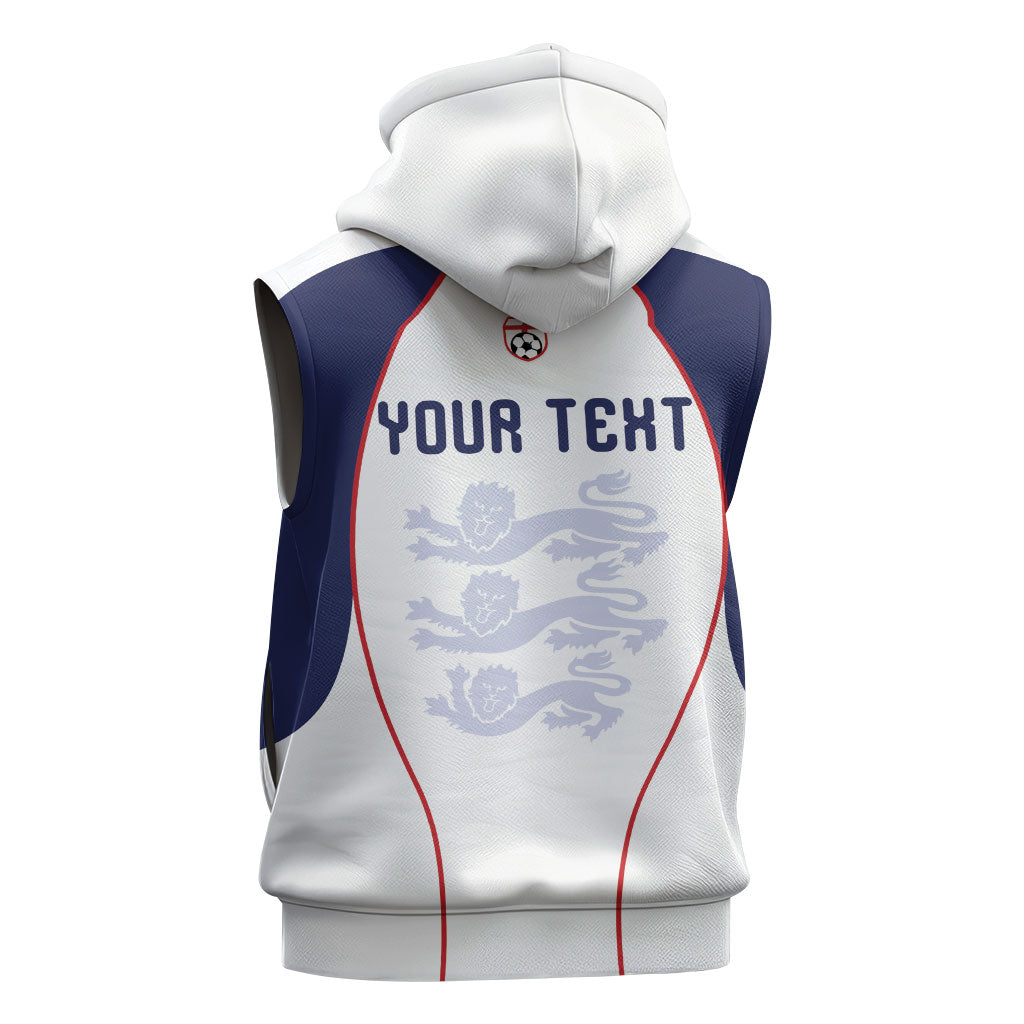 Custom England 2026 World Football Sleeveless Zip Hoodie Come On Three Lions