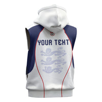 Custom England 2026 World Football Sleeveless Zip Hoodie Come On Three Lions
