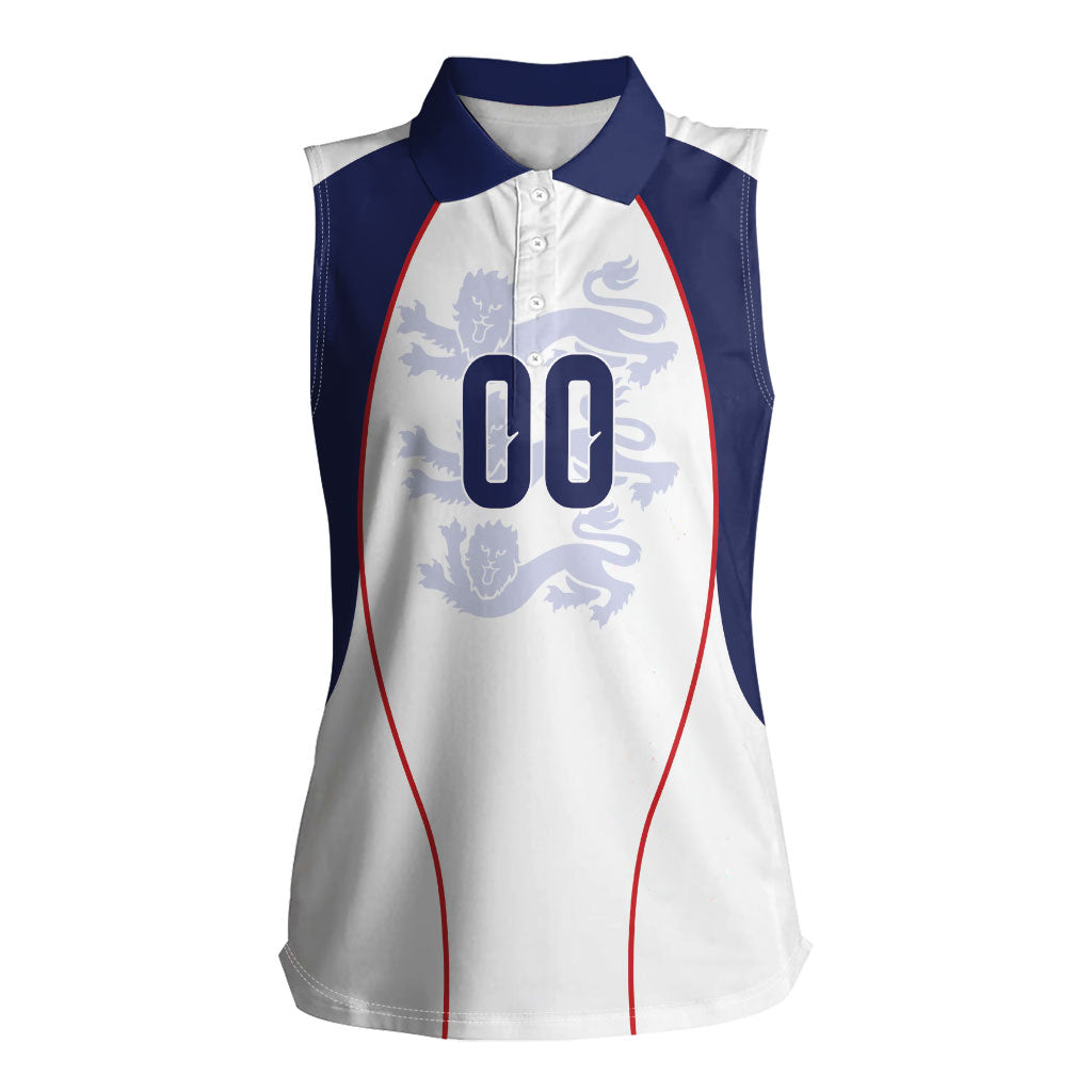 Custom England 2026 World Football Women Sleeveless Polo Shirt Come On Three Lions