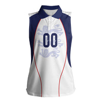 Custom England 2026 World Football Women Sleeveless Polo Shirt Come On Three Lions