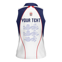 Custom England 2026 World Football Women Sleeveless Polo Shirt Come On Three Lions
