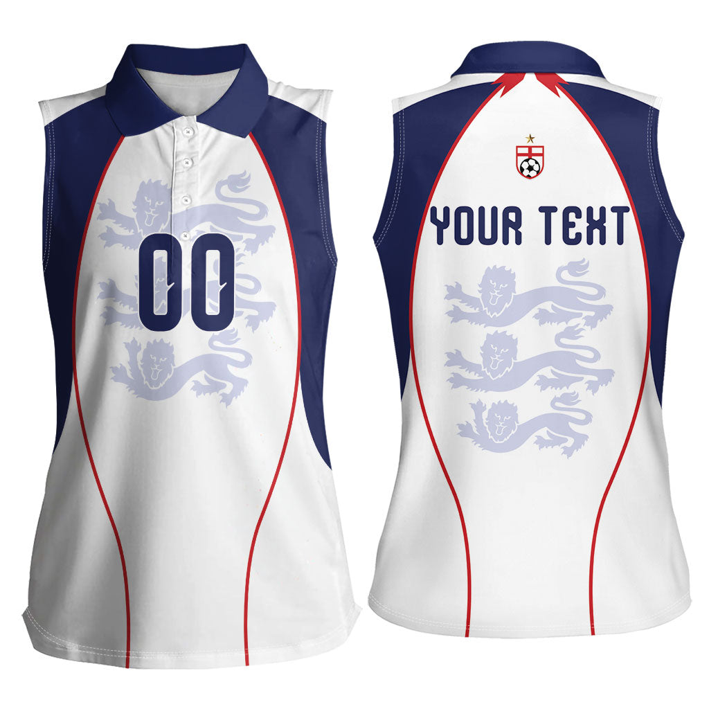 Custom England 2026 World Football Women Sleeveless Polo Shirt Come On Three Lions
