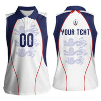 Custom England 2026 World Football Women Sleeveless Polo Shirt Come On Three Lions