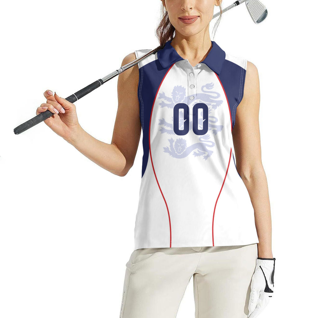 Custom England 2026 World Football Women Sleeveless Polo Shirt Come On Three Lions