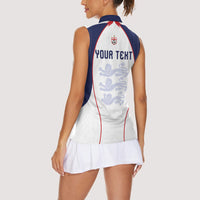 Custom England 2026 World Football Women Sleeveless Polo Shirt Come On Three Lions