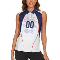 Custom England 2026 World Football Women Sleeveless Polo Shirt Come On Three Lions