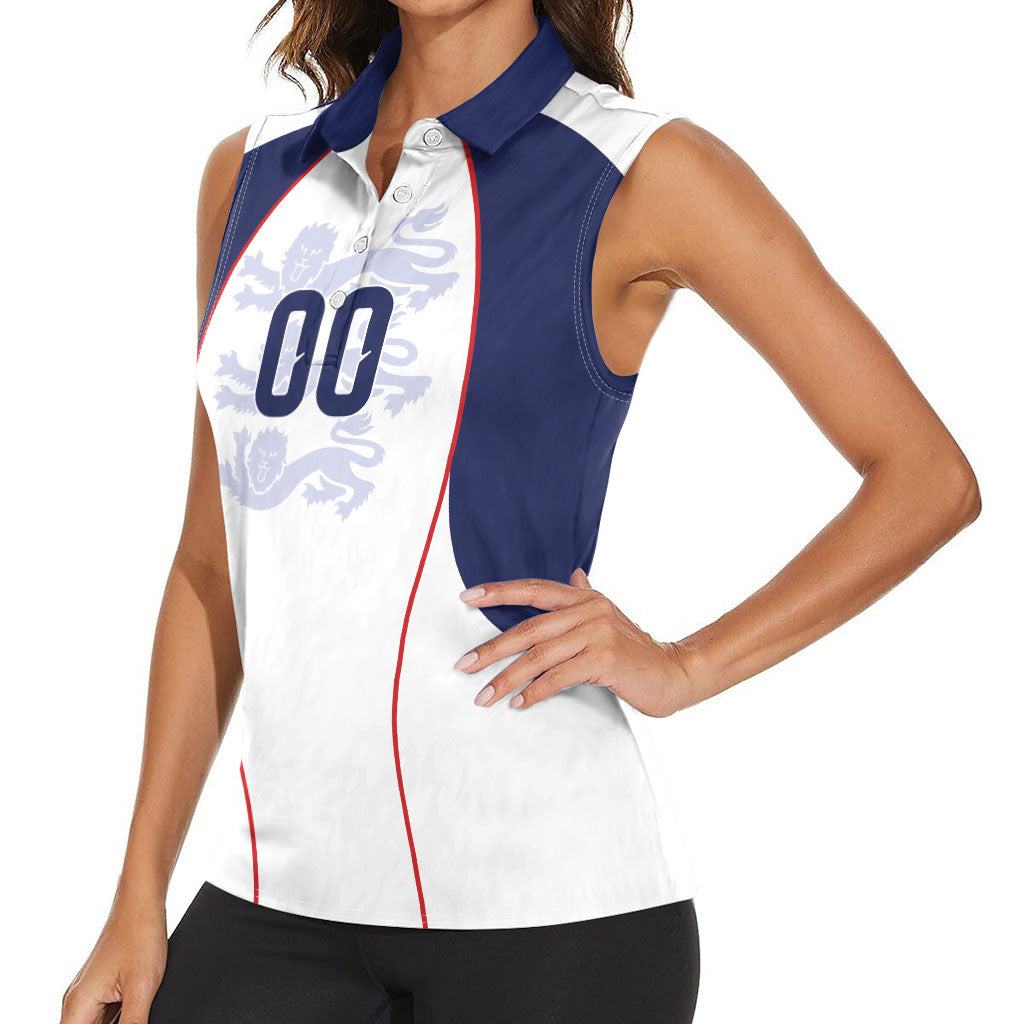 Custom England 2026 World Football Women Sleeveless Polo Shirt Come On Three Lions