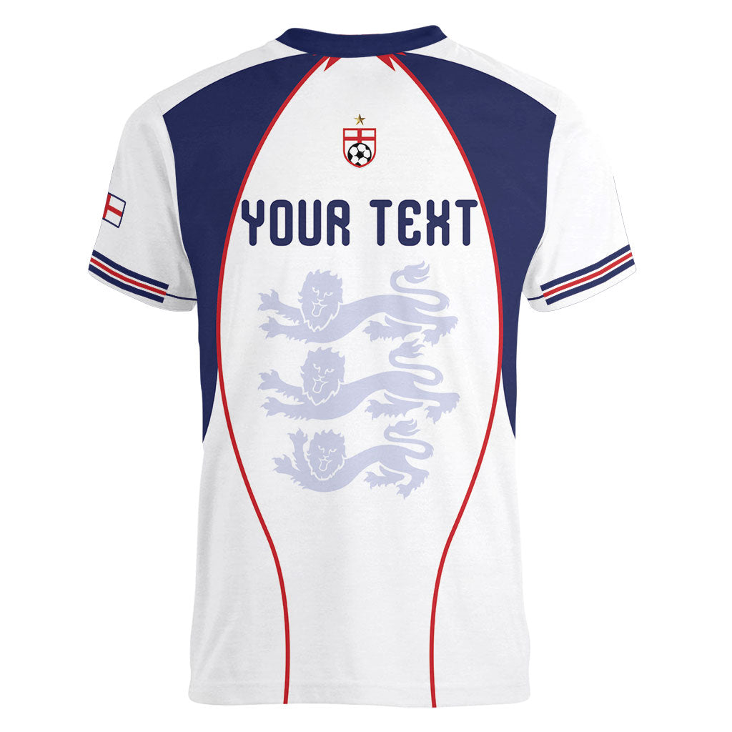 Custom England 2026 World Football Women V-Neck T-Shirt Come On Three Lions