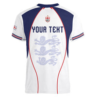 Custom England 2026 World Football Women V-Neck T-Shirt Come On Three Lions
