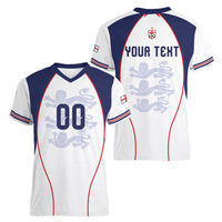 Custom England 2026 World Football Women V-Neck T-Shirt Come On Three Lions