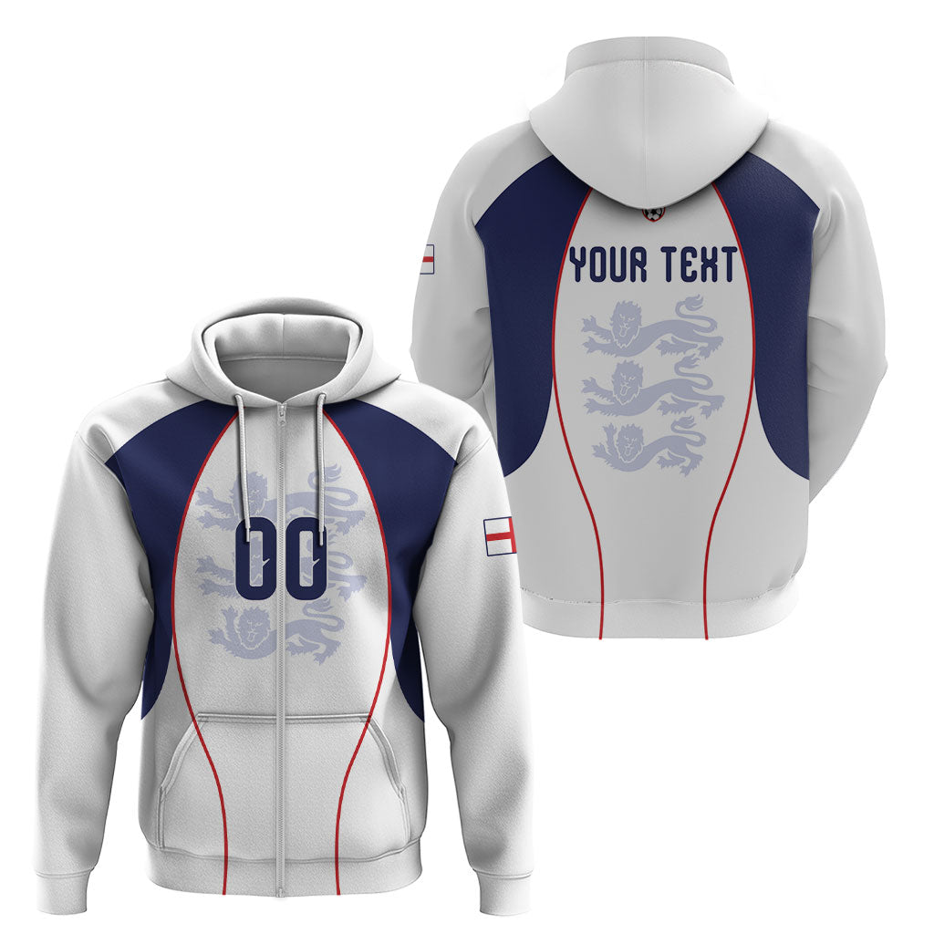 Custom England 2026 World Football Zip Hoodie Come On Three Lions