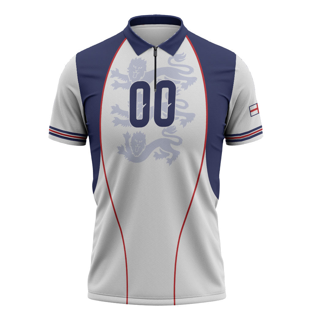 Custom England 2026 World Football Zipper Polo Shirt Come On Three Lions