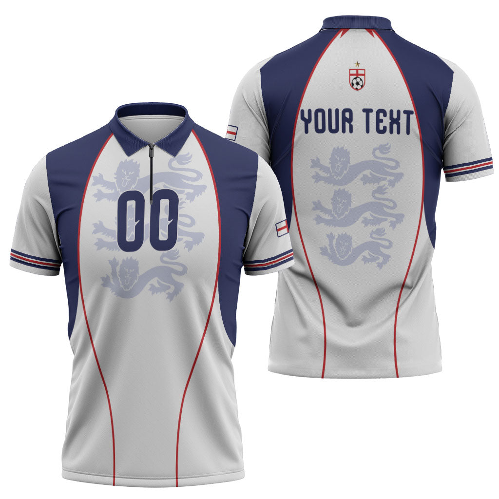 Custom England 2026 World Football Zipper Polo Shirt Come On Three Lions