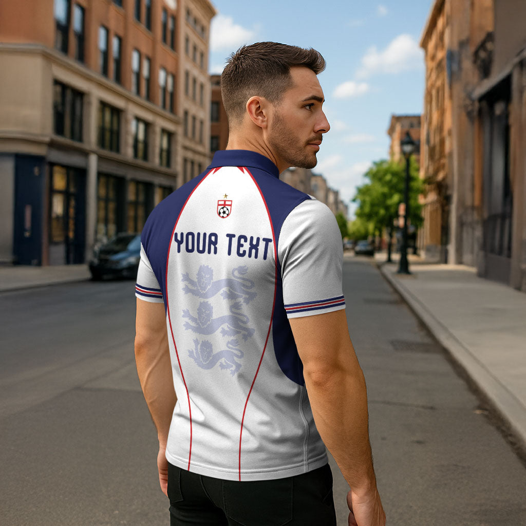 Custom England 2026 World Football Zipper Polo Shirt Come On Three Lions