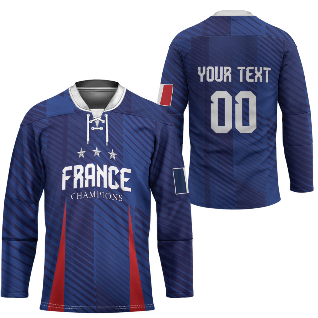 Custom France 2026 World Football Hockey Jersey Les Bleus Go 3rd Champions
