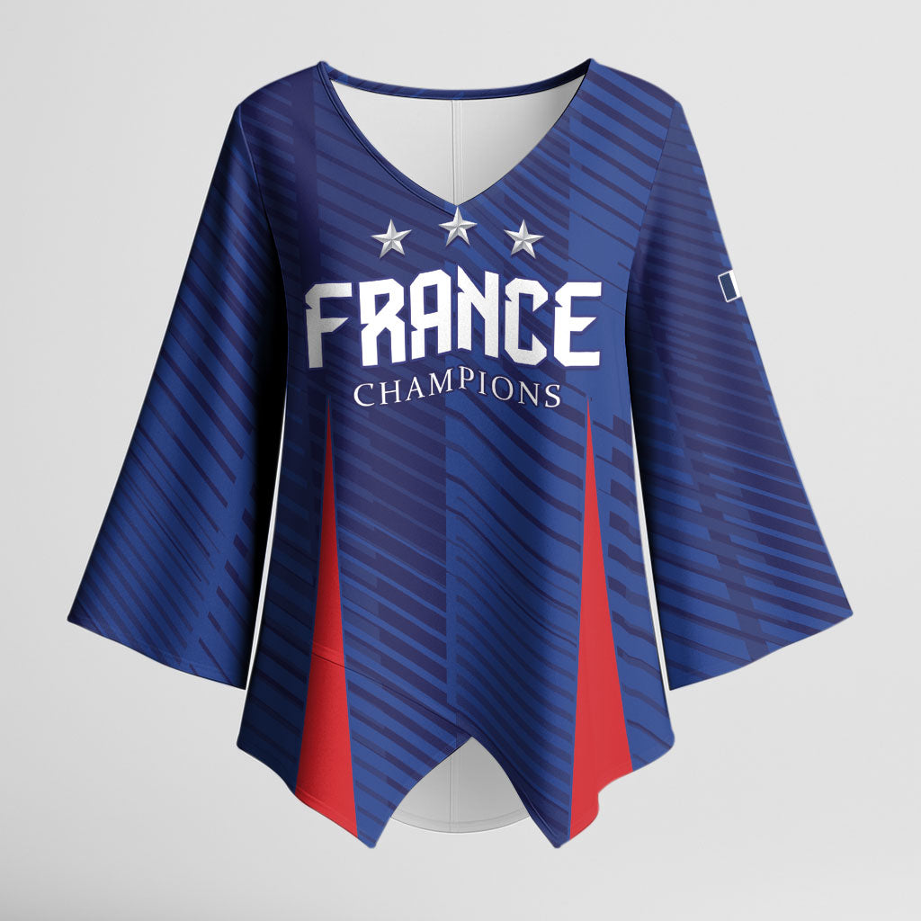 Custom France 2026 World Football Kimono Sleeve Blouse Les Bleus Go 3rd Champions