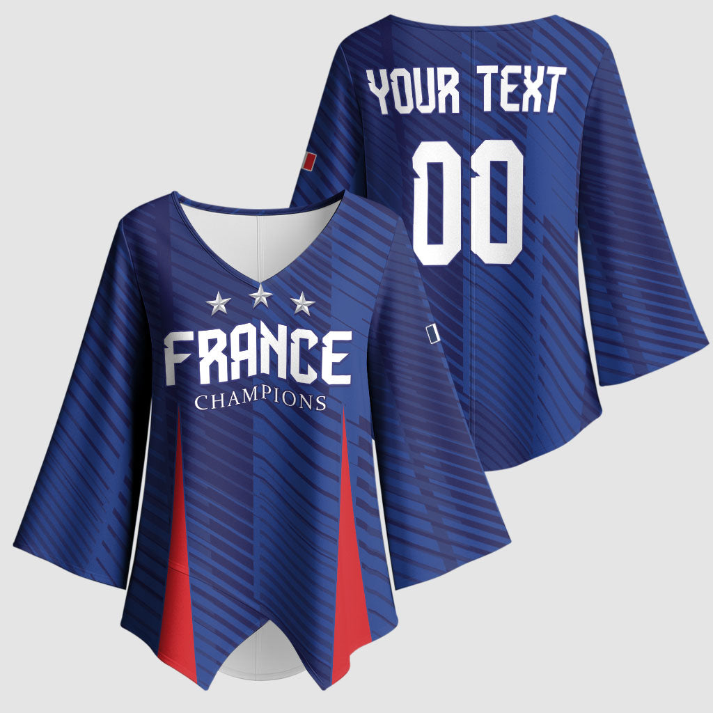 Custom France 2026 World Football Kimono Sleeve Blouse Les Bleus Go 3rd Champions