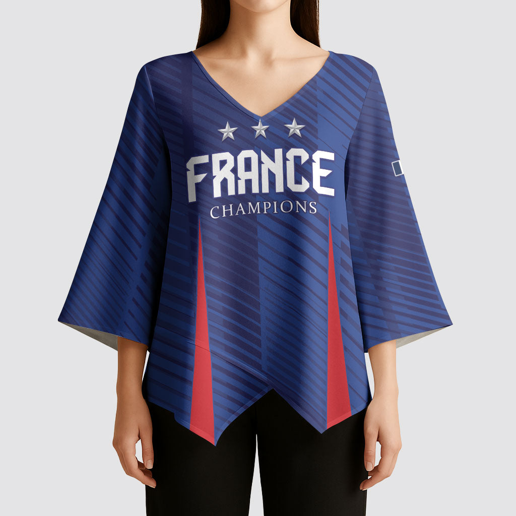 Custom France 2026 World Football Kimono Sleeve Blouse Les Bleus Go 3rd Champions