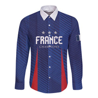Custom France 2026 World Football Long Sleeve Button Shirt Les Bleus Go 3rd Champions