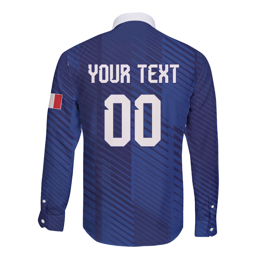 Custom France 2026 World Football Long Sleeve Button Shirt Les Bleus Go 3rd Champions
