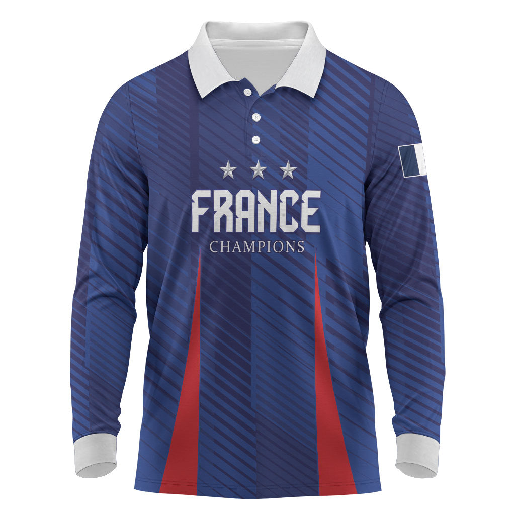 Custom France 2026 World Football Long Sleeve Polo Shirt Les Bleus Go 3rd Champions