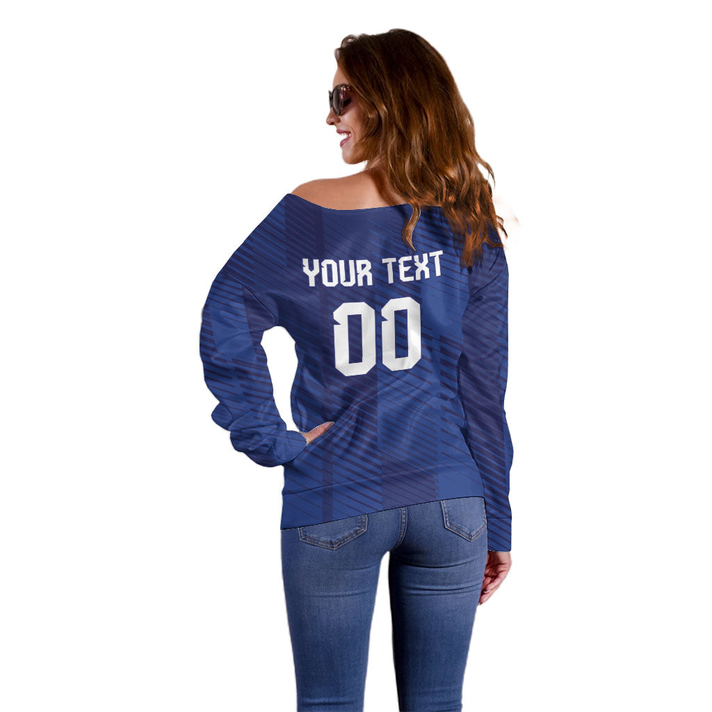 Custom France 2026 World Football Off Shoulder Sweater Les Bleus Go 3rd Champions