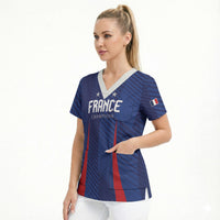 Custom France 2026 World Football Scrub Top Les Bleus Go 3rd Champions