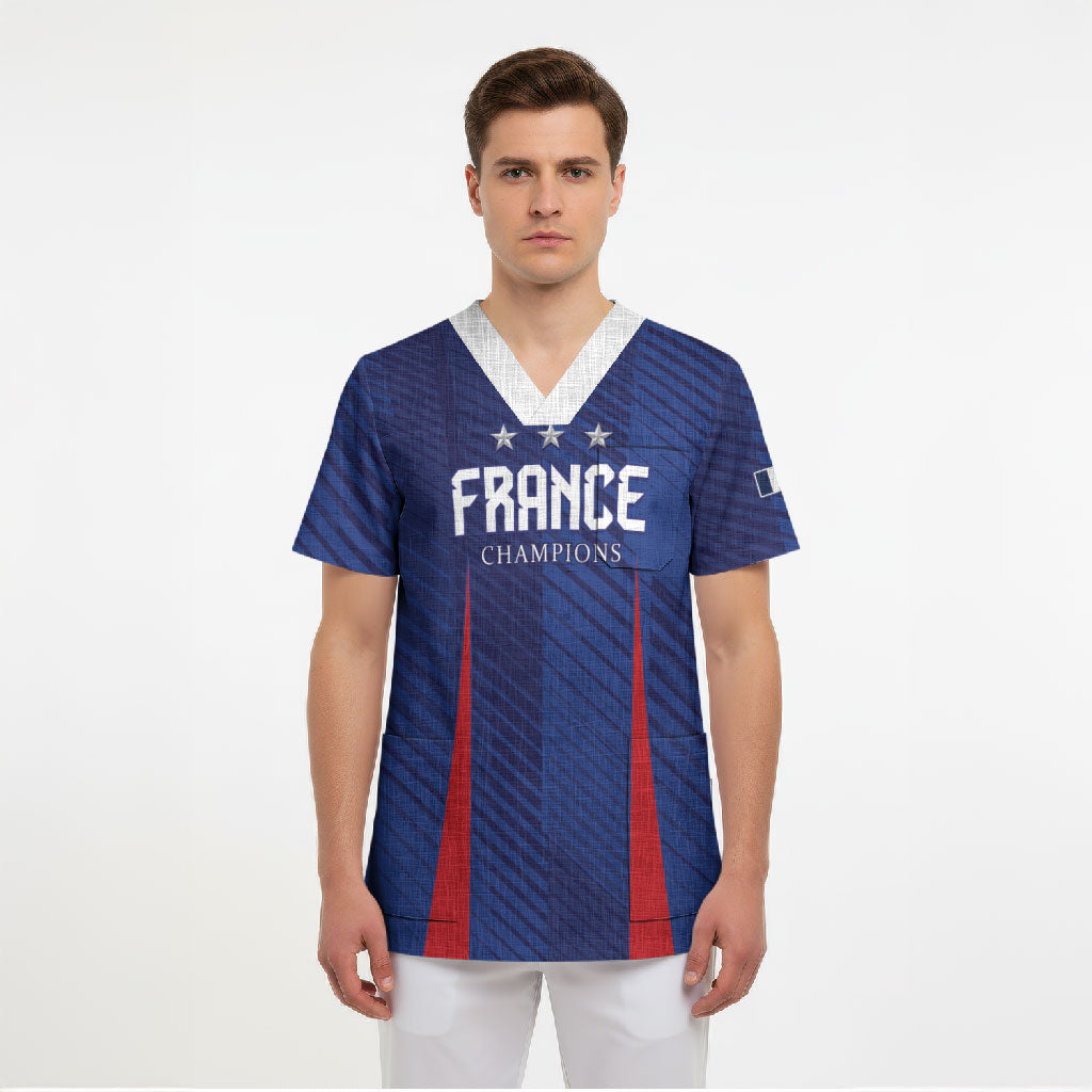 Custom France 2026 World Football Scrub Top Les Bleus Go 3rd Champions