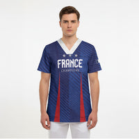 Custom France 2026 World Football Scrub Top Les Bleus Go 3rd Champions