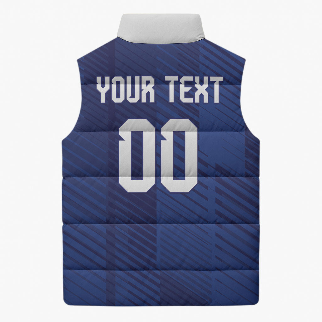 Custom France 2026 World Football Sleeveless Puffer Jacket Les Bleus Go 3rd Champions
