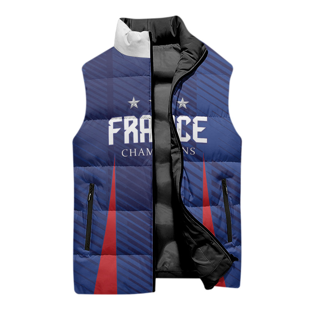 Custom France 2026 World Football Sleeveless Puffer Jacket Les Bleus Go 3rd Champions