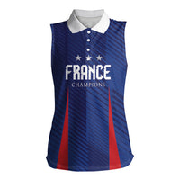 Custom France 2026 World Football Women Sleeveless Polo Shirt Les Bleus Go 3rd Champions