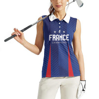 Custom France 2026 World Football Women Sleeveless Polo Shirt Les Bleus Go 3rd Champions