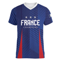 Custom France 2026 World Football Women V-Neck T-Shirt Les Bleus Go 3rd Champions