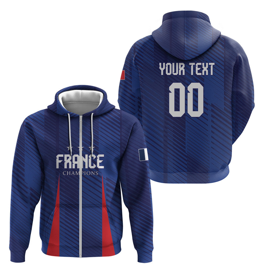 Custom France 2026 World Football Zip Hoodie Les Bleus Go 3rd Champions